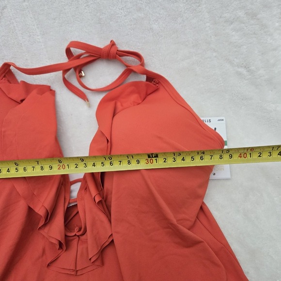 Michael  Kors 2 Pc Swimsuit Terracotta Cruise 2019 Size L Ruffled Coastal Beach - Picture 13 of 13